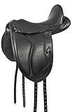 PFIFF 102680 Dressur-Sattel Unicus, Ledersattel halbtiefer Sitz, Schwarz Pony/Cob II