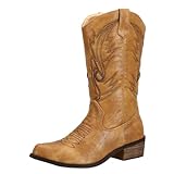 SheSole Damen Cowboy-Stiefel aus Leder - gefütterte Westernstiefel für Damen, hochwertige...