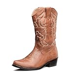 SheSole Damen Cowboy-Stiefel aus Leder - gefütterte Westernstiefel für Damen, hochwertige...