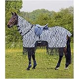 WALDHAUSEN Fliegenausreitdecke Zebra mit Fransen Rückenlänge 145 cm, schwarz/weiß